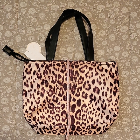 NEW Adrienne Vittadini Leopard Print Insulated Lunch Tote Bag - Black & Tan - Picture 10 of 12